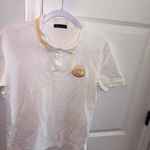 Versace White Polo with Gold Detailing